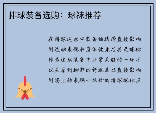 排球装备选购：球袜推荐